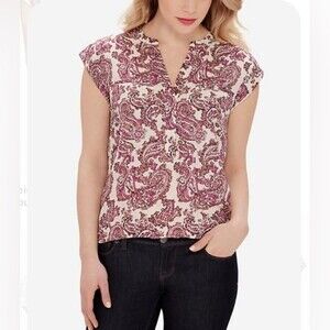 The Limited white and pink paisley top size small petite